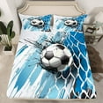thumbnail image 2 of Homewish Soccer Sport Twin Sheet Sets,Football Game Twin Fitted Sheet,Blue Black Honeycomb Flat Sheet For Boys Kids,Ultra Soft Home Decor,3pcs, 2 of 7