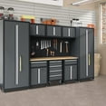 thumbnail image 3 of 9-Piece Garage Shop Tool Storage Cabinet Set with Pegboard and Wooden Work Top 24 Gauge Steel Tool Chests & Garage Mounted Storage Systems - Black+Gray, 3 of 10
