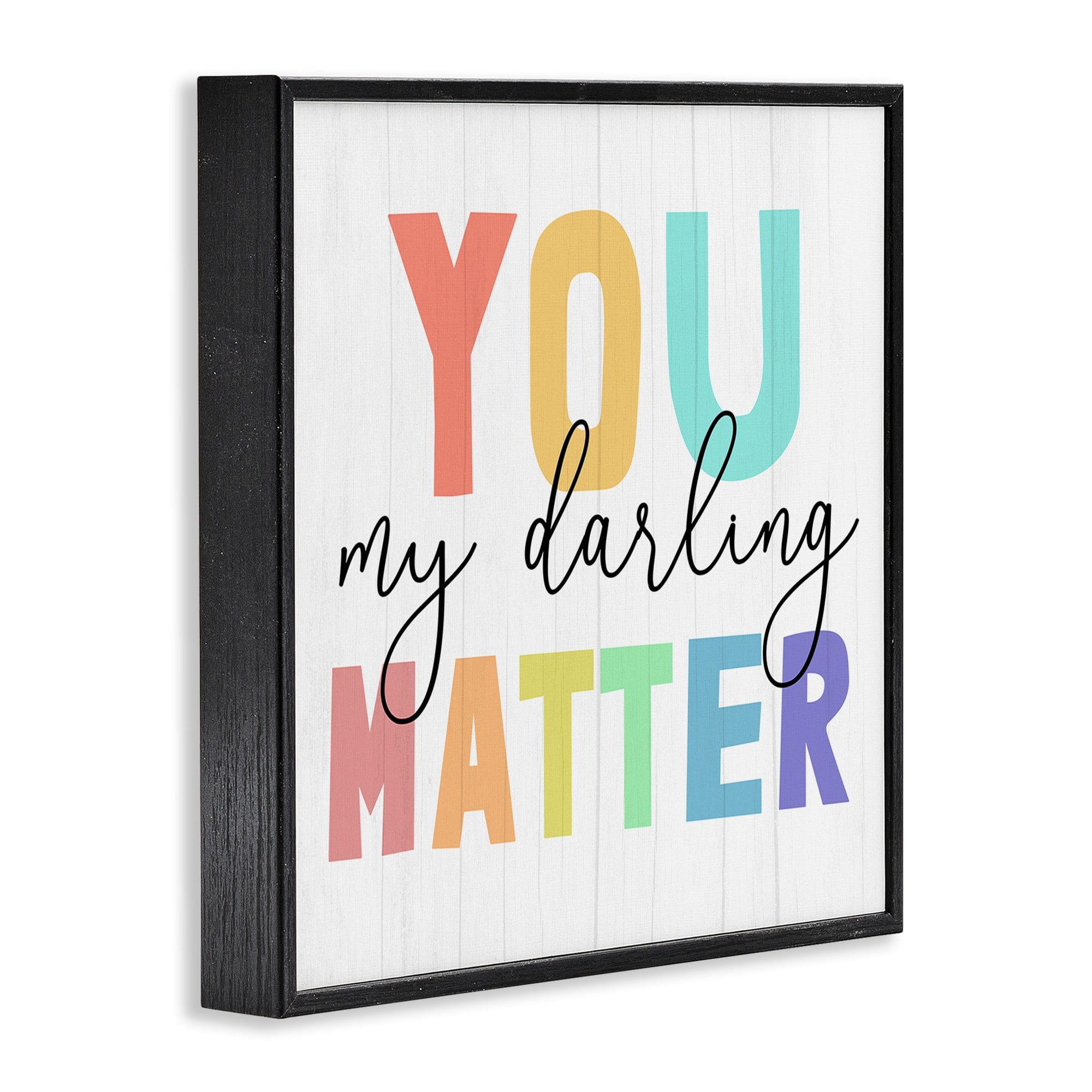 Stupell Industries You Darling Matter Rainbow Letters Striped Background,24 x 24, Design by Daphne Polselli