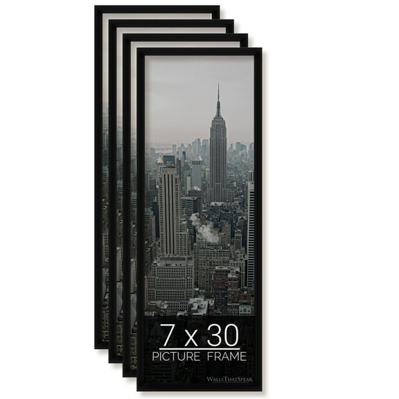 7x30 Black Picture Frame for Puzzles Posters Photos or Artwork, Set of 4