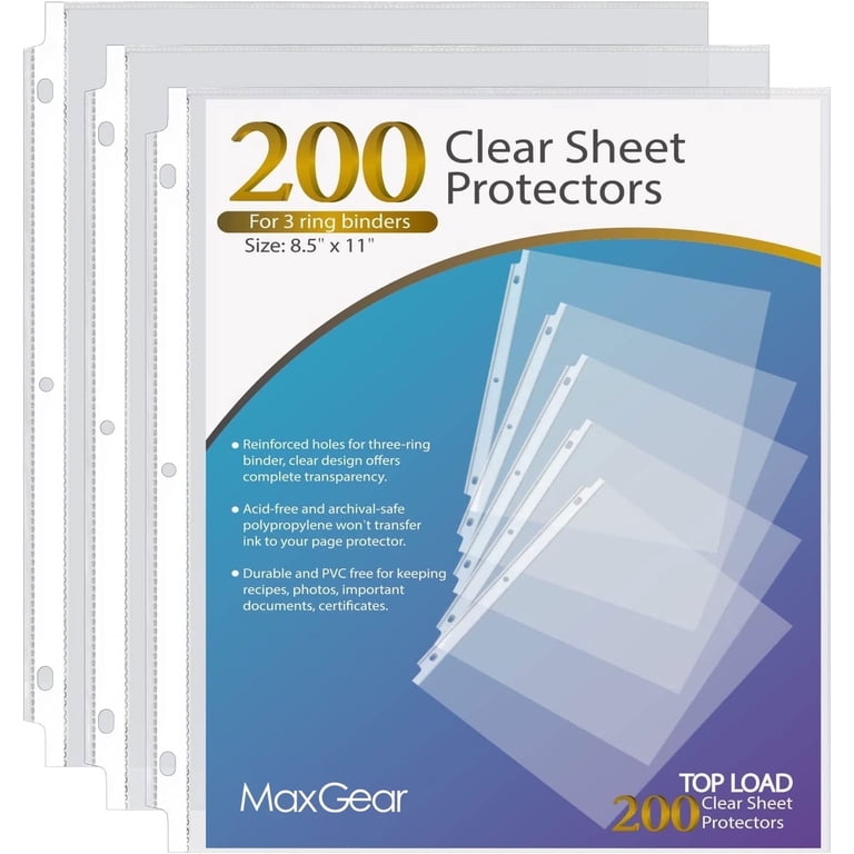 MaxGear Sheet Protectors, 200 Count, Clear, Letter Size photo 1