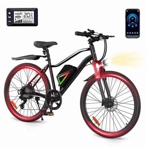 iSinwheel 500W Electric Bike Adult,26" Mountain Bicycle Professional ,Front Dual Shock Absorption Ebike,Up 20MPH,35 Miles,36V 10.4AH NonRemovable Battery