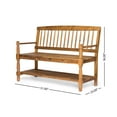 thumbnail image 4 of Eddie Rustic Acacia Wood Bench with Shelf, Teak, 4 of 8