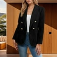 thumbnail image 4 of Casual Tweed Blazers for Women 2025 Long Sleeve Double Notch Lapel Collar Business Casual Work Office Jacket, 4 of 5