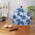 thumbnail image 4 of HELLHERO Blue Floral Print Teapot Dust Cover with Keep Warm Insulation Polyester Canvas, Holiday, 4 of 8