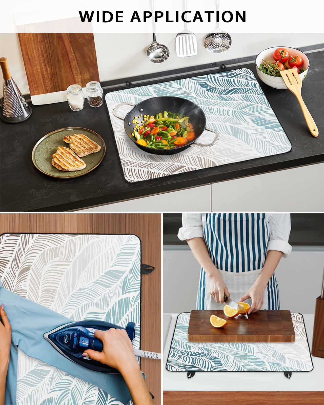 Large Induction Cooktop Protector Mat Ombre Brown Blue Stove Top Covers for Electric Stove, Summer Coastal Ocean Sea Beach Wave Decorative Stove Burner Cover Mats, Glass Top Stove Cover