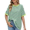 thumbnail image 3 of UVN Striped Tops for Women Summer Short Sleeve T Shirts Casual Crewneck Color Block Shirts, 3 of 10