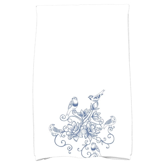 Simply Daisy 18" x 30" Five Little Birds Floral Print Hand Towel