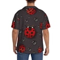 thumbnail image 5 of Cauagu Red Ladybugs Men's Short Sleeve Button Down Hawaiian Shirt for Men Bowling Shirts Casual Summer Beach Shirt,X-Large, 5 of 6