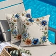 thumbnail image 4 of Spring Plant Throw Pillow Cover White Blue Circle Flower Linen Texture Cotton Linen Cushion Cover Throw Pillow Case with Invisible Zipper for Couch Sofa Bed Chair Car 24x24 Inch, 4 of 9