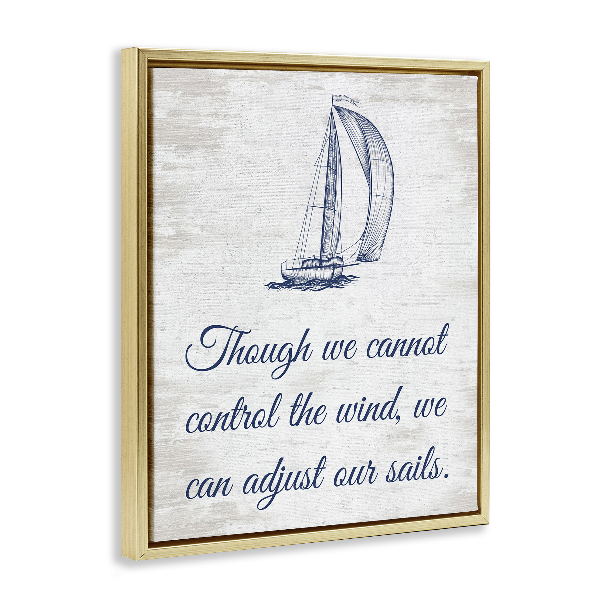 Stupell Industries Adjust Our Sails Transportation Painting Gold Floater Framed Canvas Art Print Wall Art, 25 x 31