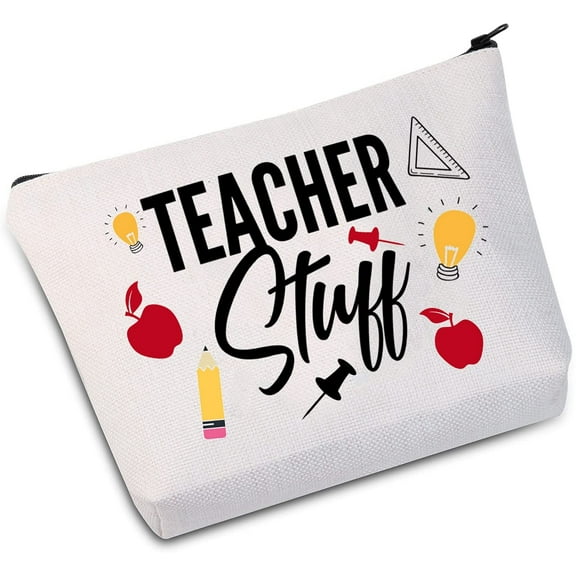 Zuo Bao Teacher Appreciation Gifts Teacher Stuff Teacher Supplies for Classroom Best Teacher Gift Makeup Bag (Teacher Stuff White Bag)
