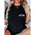 thumbnail image 1 of New York T-Shirt Décontracté à Imprimé Joyeux pour Femmes - Tissu en Mélange de Polyester, Col Rond, Manches Courtes, Polyvalent Saisonnier, Stretch Moyen, 1 of 1