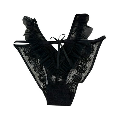 Riforla Womens Underwear Skirt Sexy Lace Underpants Women s Pure Desire Ruffle Edge Thin Traceless Women s Triangle Pants Ladies Panties Black One Size