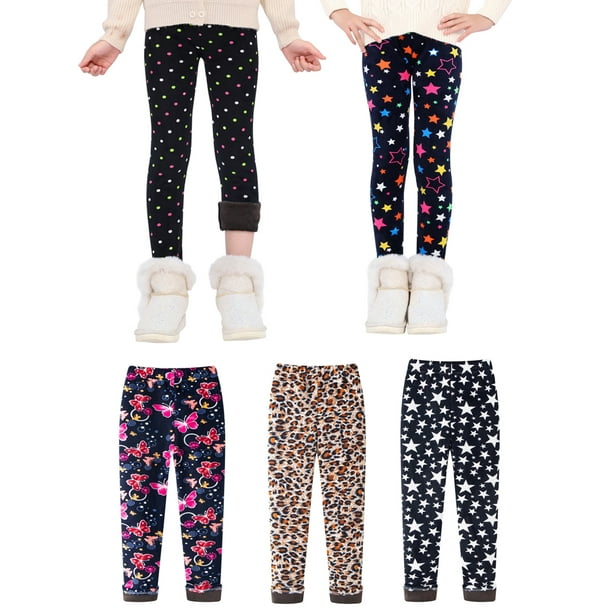SYNPOS Children Girls Leggings Kids Warm Thick Fleece Lined Fall Winter