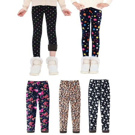 

BULLPIANO Children Girls Leggings Printing Warm Thick Fleece Lined Kids Skinny Pants Trousers Teenage Child 2-13 Years