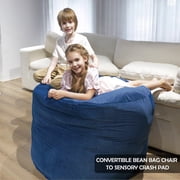 Bean Bag Chair and Sensory Crash Pad, Convertible Beanbag Folds from Lazy Chair to Floor Sensory Crash Pad