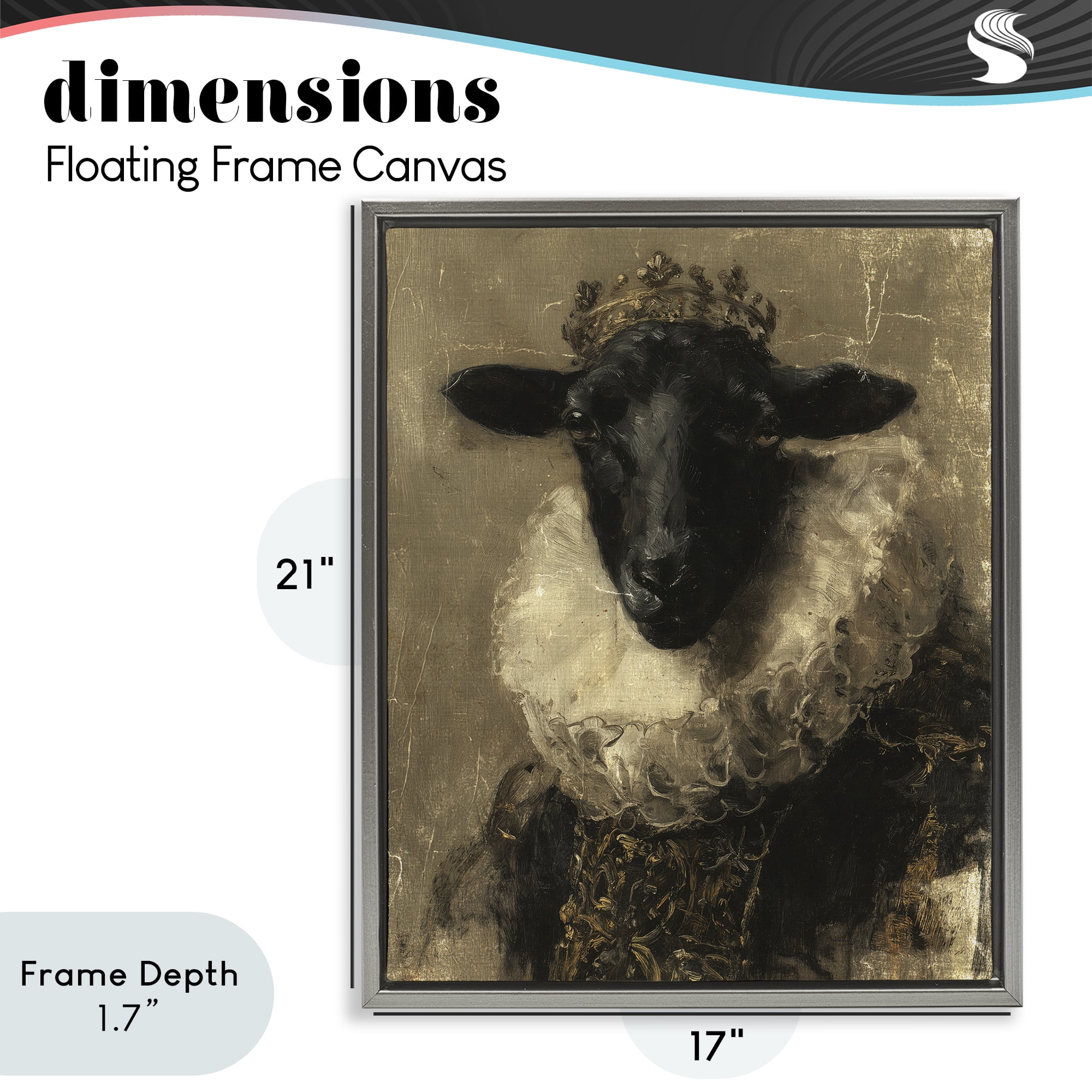 Stupell Industries Noble Ram Portrait Gray Framed Floater Canvas Wall Art, design by Svetlana Aleynikova
