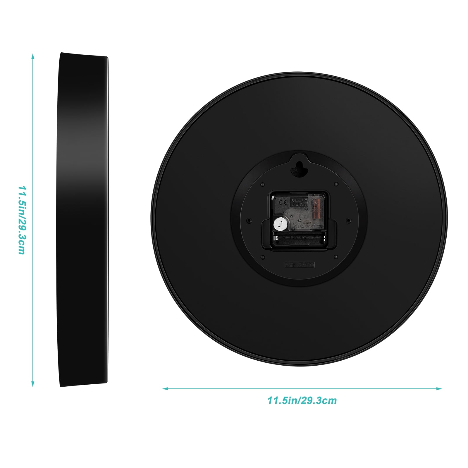 Wall clock Plastic Silent Suitable for decoration 12in Black