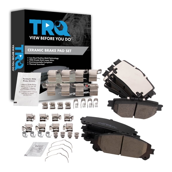 TRQ Front and Rear Brake Pad Set Ceramic Hardware Fits 2020-2021 Toyota Highlander