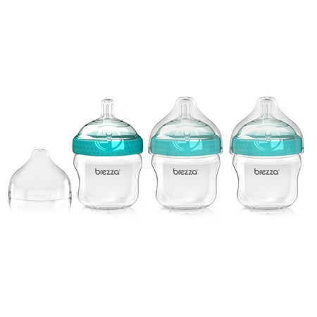 Baby Brezza Natural Baby Bottle -Easiest to Clean - Blue, 5oz, 3 Pack