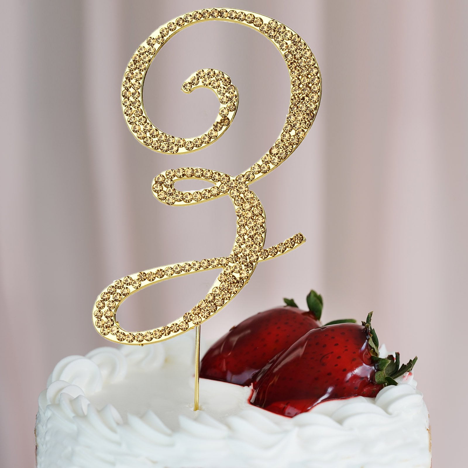 4.5" Tall Gold Shinny Rhinestone Letters Cake Toppers For Wedding Event Birthday 