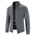thumbnail image 5 of TUWABEII Christmas Sweaters for Mens,Mens Zip Up Knitted Cardigan Thick Sweater Stand Collar Fleece Lined Warm, 5 of 8