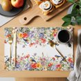 thumbnail image 2 of Vintage Flowers Placemats Set of 6, Spring Floral Botanical Pastoral Washable Wipeable Table Mats for Dining Tables, Indoor Outdoor Kitchen Place Mats for Holiday Party Table Decor, 2 of 9