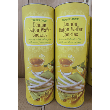 Trader Joe's Lemon Baton Wafer Cookies 5oz 142g (2 Tins)