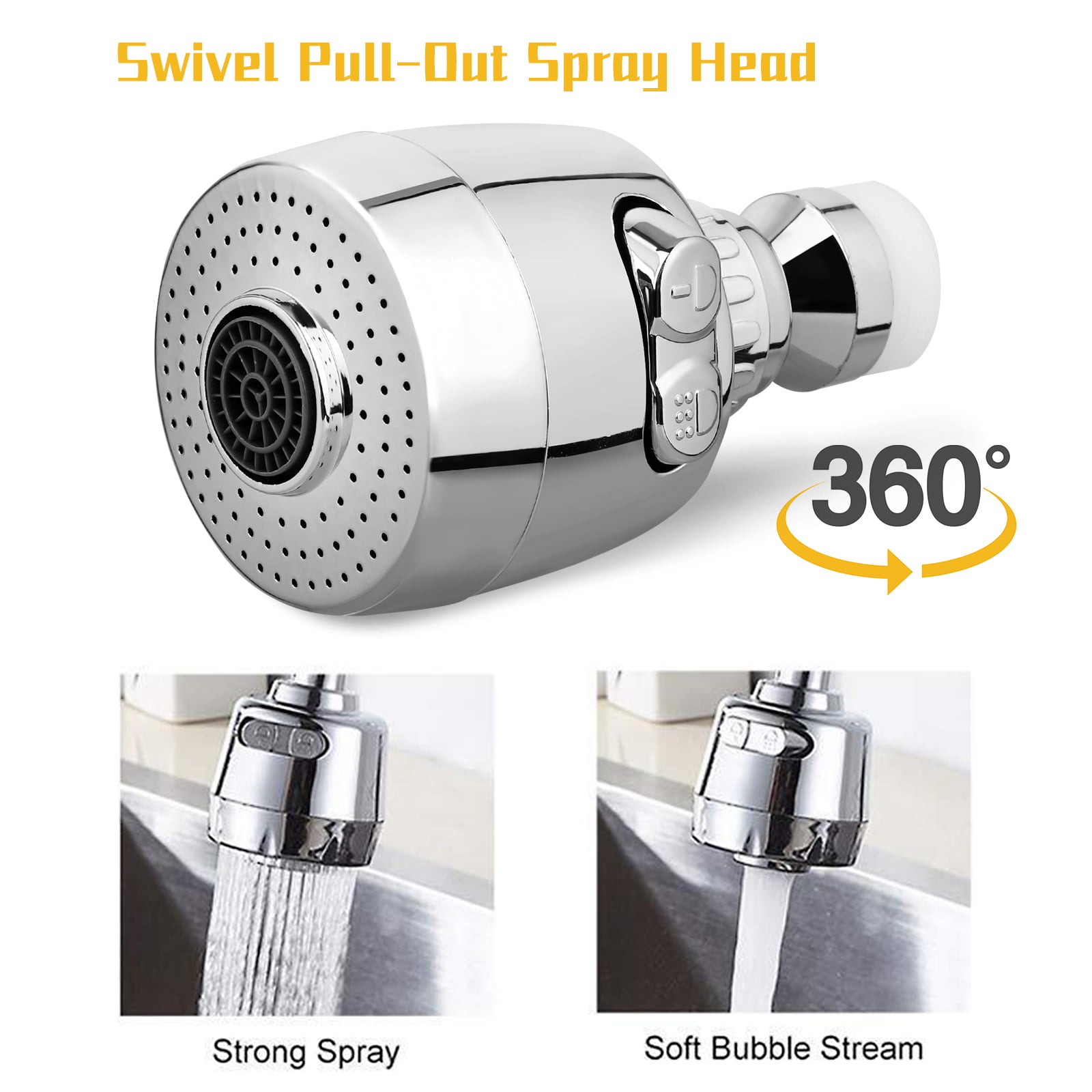 Bathroom Ideal Home Replacement Accessory（Silver） 1 Pcs 360 Degree Swivel Extension Faucet Sparayer Use for Kitchen Sink Universal Faucet Filter Replacement Faucet Sprayer Replacement Part 