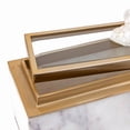 thumbnail image 5 of A&B Home Marble Decorative Box with Metal Accents and Gemstone - 14" x 4.5" x 6" - White/Gold, 5 of 6