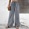 thumbnail image 2 of Cotton Linen Teacher Outfits for Women Drawstring Elastic High Waisted Palazzo Pants Casual Wide Leg Long Lounge Pant Trousers Loose Fit Fashion Trendy Slacks 2026 Summer Outfits, 2 of 7