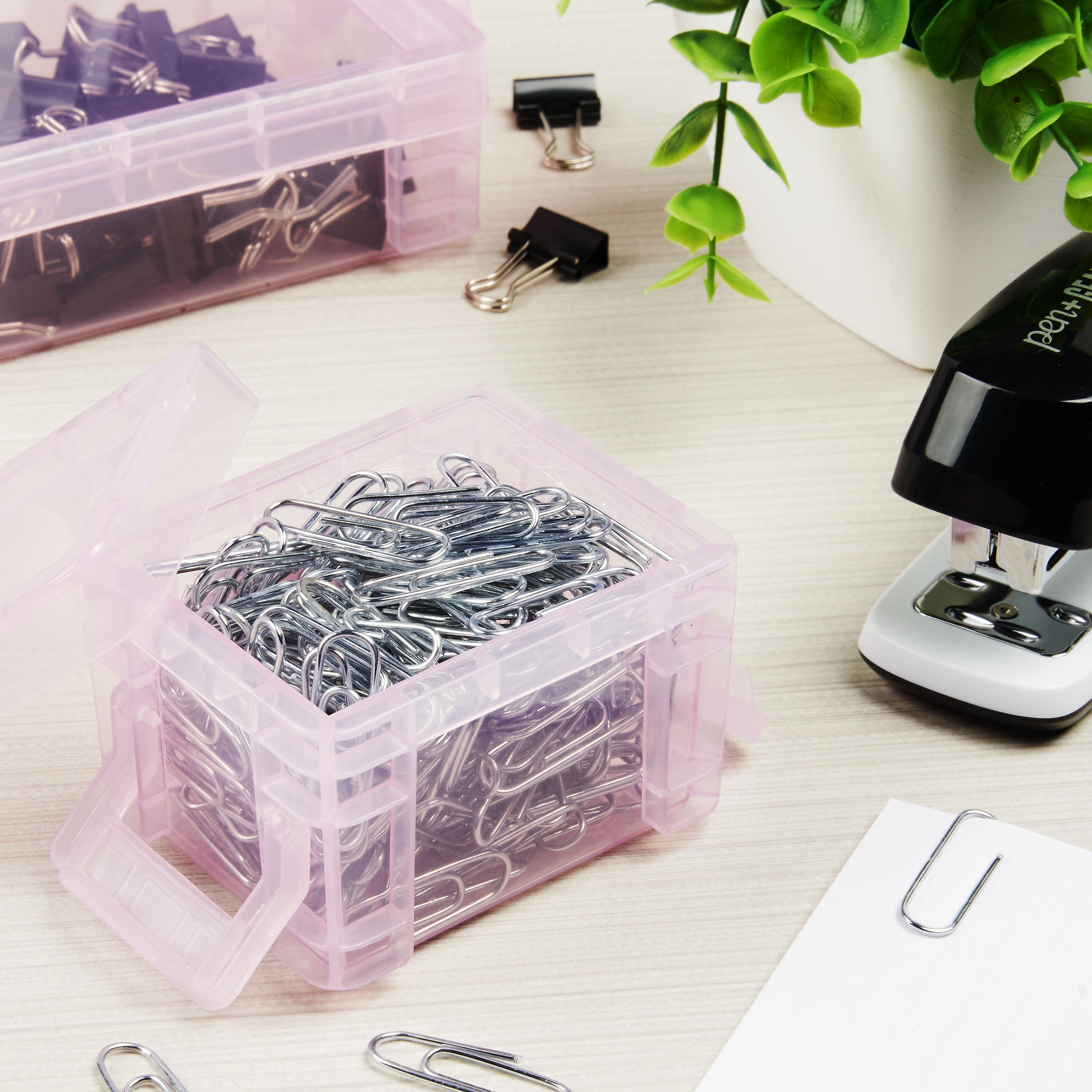 Pen+Gear Plastic Pixie Storage Box for Home Office, Purple