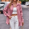 thumbnail image 4 of ATOYSOY Loose Jackets with Pockets for Women Trendy Long Sleeve Outwear Workout Casual Coat Open Front Lapel Shackets Winter Vintage Tops Cardigans Pink XL, 4 of 9