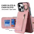 thumbnail image 3 of For Iphone 14 Retro Ring And Zipper Rfid Card Slot Phone Case(Pink), iPhone 13, 3 of 7