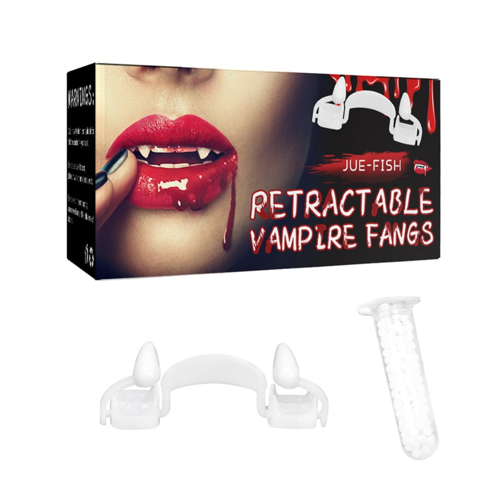 Fang Retractable Vampire Teeth Cosplay Makeup Horrific Fangs Zombie Teeth Halloween 