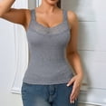 thumbnail image 5 of MVRLSH Womens Tank Tops Loose Fit Casual Racerback Slim Lace Trim Ribbed Sleeveless Layering Basic Tank Top Tops Gray Size XL, 5 of 7