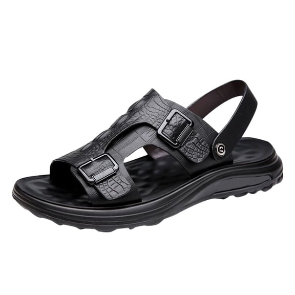 Black Men'S Unisex Slide Sandals One-Piece Construction Non-Slip Tread Soft Footbed Thick Base For Water Use