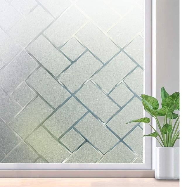 Película para Ventanas rabbitgoo con Patrón Cuadriculado Esmerilado para Privacidad 44x400 cm