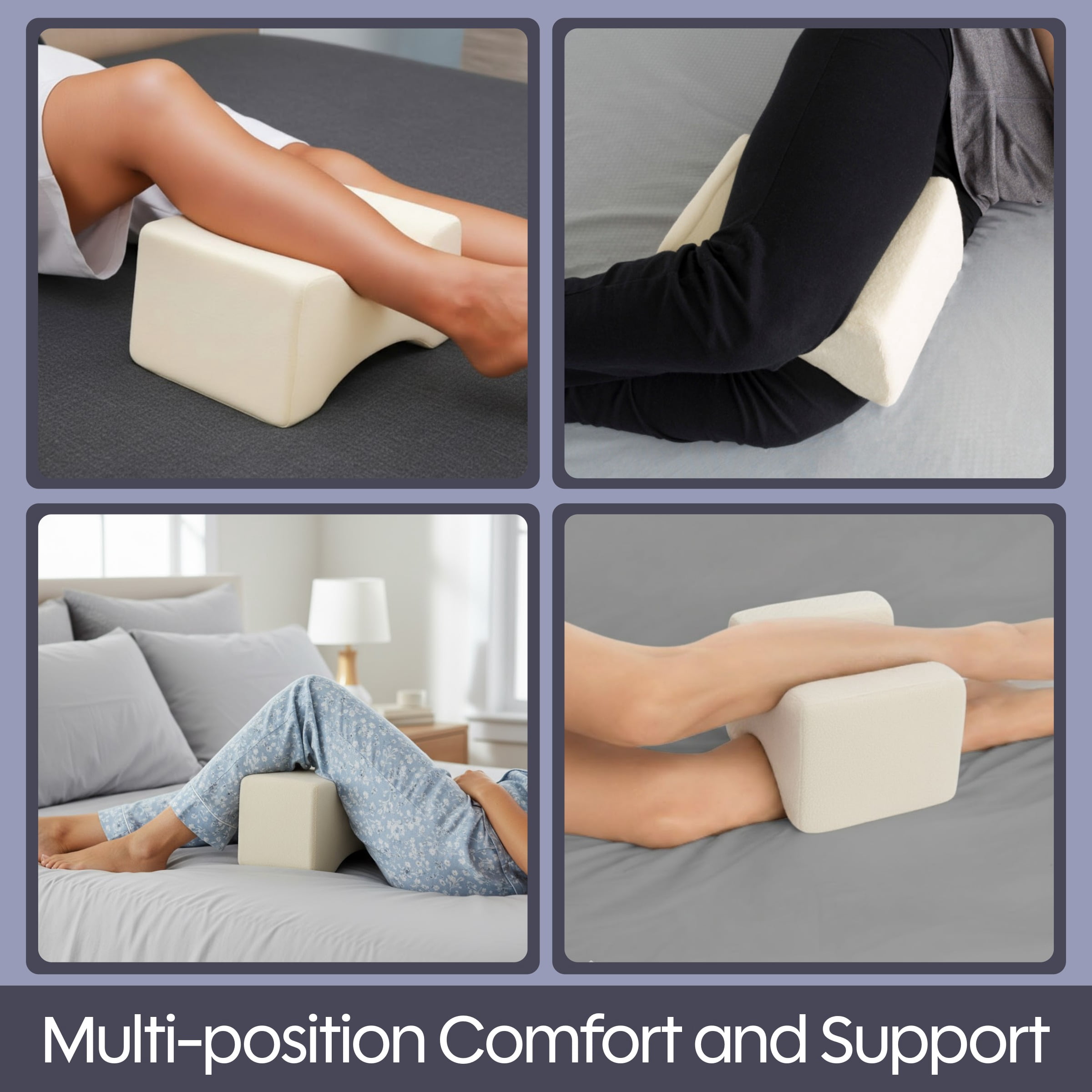 Remedy Knee Pillow for Side Sleepers - Contoured Memory Foam Leg Pillow for Back Pain Relief