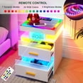 thumbnail image 4 of HNEBC Night Stand with Charging Station (Wireless,USB,Type-C), White LED Nightstand with RGB Dynamic Lighting, Smart Bedside Table with 2 Drawer, 4 of 7