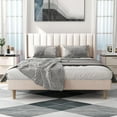 thumbnail image 2 of alazyhome Queen Size Upholstered Platform Bed Frame, Easy Assemble, Beige, 2 of 6