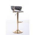 thumbnail image 5 of Swivel Height Adjustable Bar Stools Set of 2, Simple Velvet Bar Stools with Low Back and Gold Base, Counter Height Bar Chairs Luxury Gold Bar Stools for Kitchen Island, Pub and Dining Room, Gray, 5 of 7