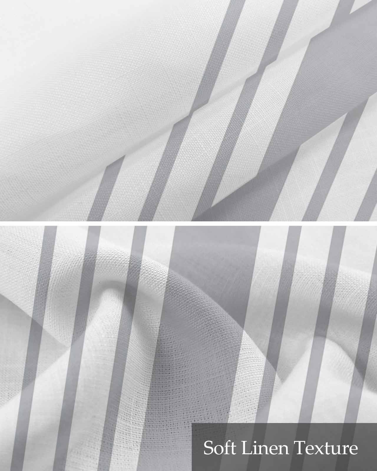Grey Vertical Striped Kitchen Valances for Windows Farmhouse Linen Window Valance Curtain for Living Room Window Treatment White Modern Simple Geometric Valance Rod Pocket Topper Drape, 42 x 18 Inch