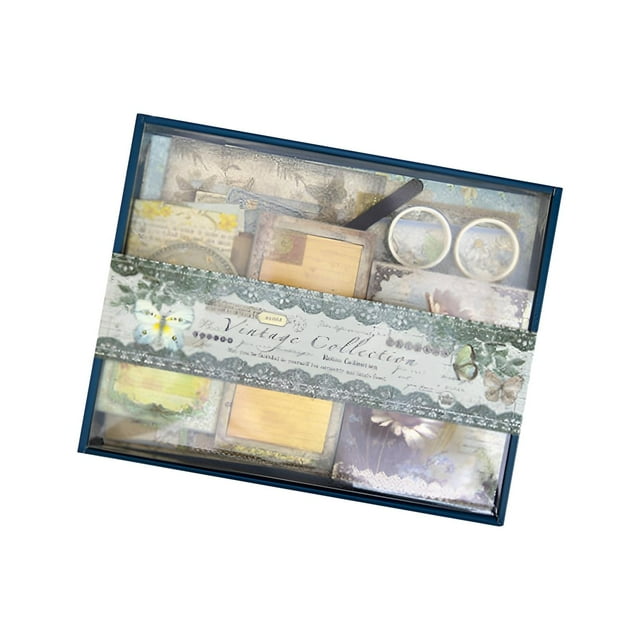 de suministros de álbum de recortes Vintage, caja de regalo para diario, conjunto de Material, arte artesanal, de álbum de recortes estético p Estilo A