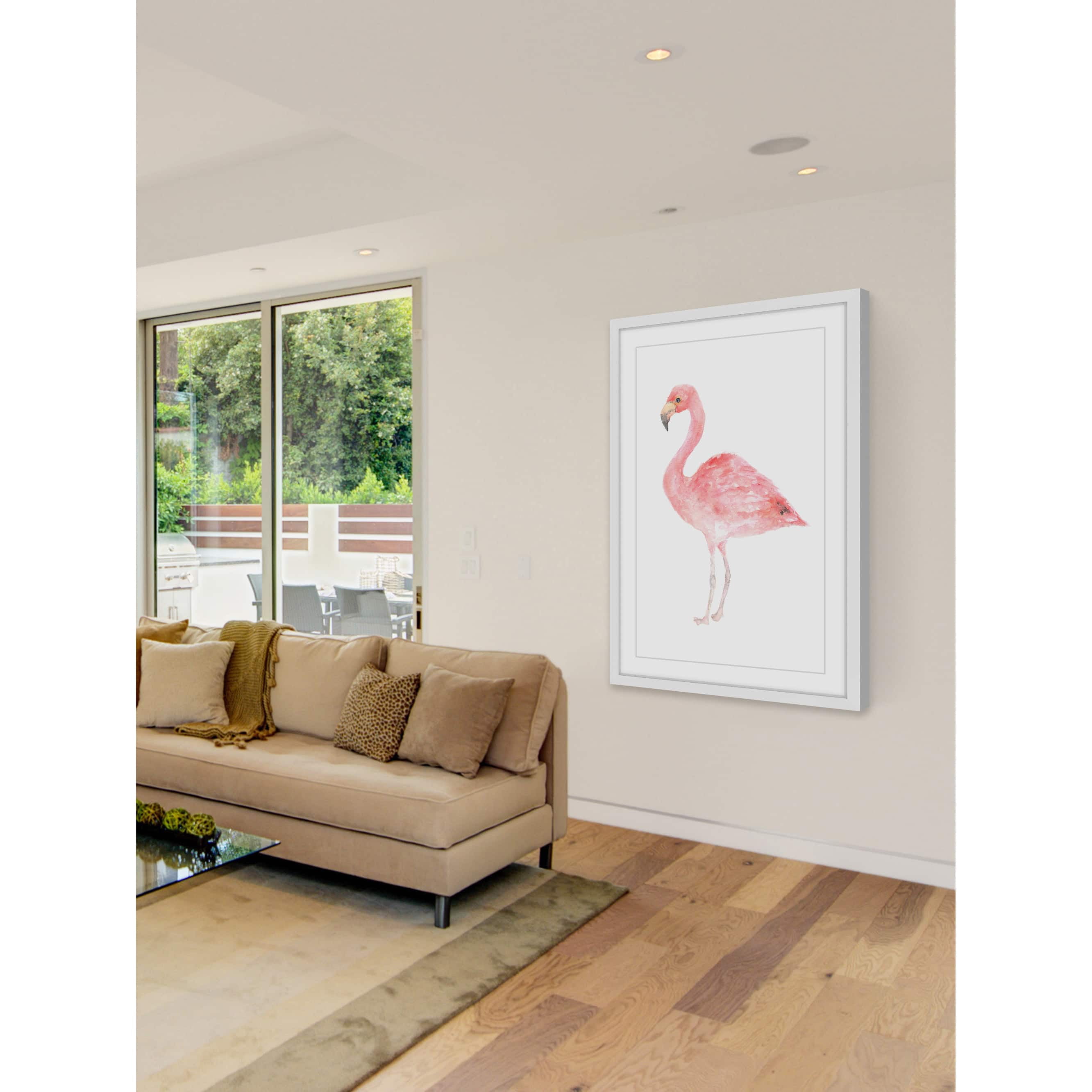 "Pale Pink Flamingo" Framed Painting Print