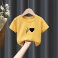 thumbnail image 4 of WQNVRNR Girls Short Sleeve Shirt- Cute Crewneck Printed Loose Casual Summer Tops Yellow Size 8, 4 of 5