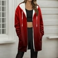 thumbnail image 3 of Bovxnpu Winter Coats for Women, Women's Oversized Jackets Gradient Print Long Sleeve Zip Up Hooded Pocketed Fleece Lined Top Warm Winter Clothing, 3 of 6