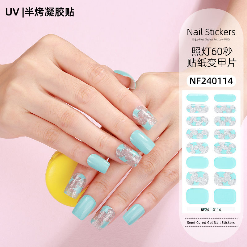 Gel nail stickers UV second generation semi-baked semi-cured nail stickers-NF240114