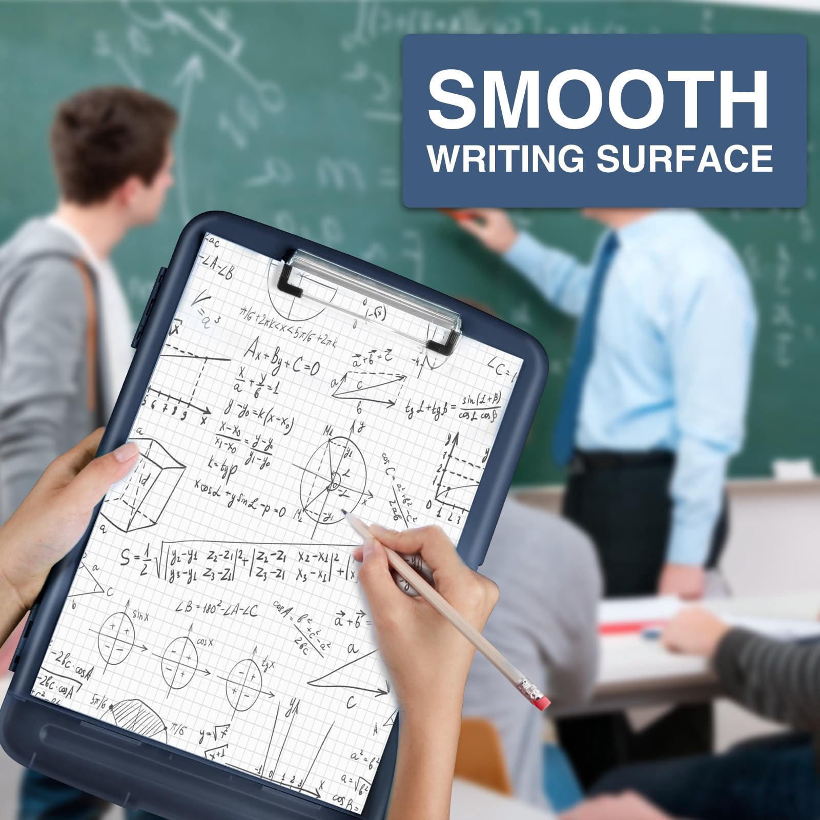 Clipboard With Storage  Clip Board 8.5 X 11 Pen Holder Plastic Organization Case Box For Letter Legal A4 Size Paper Low Profile Teachers Haves School & Office Supplies